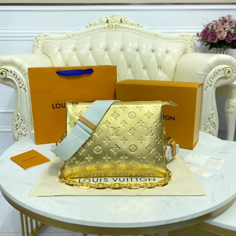 Microfibe Louis Vuitton Coussin PM Gold