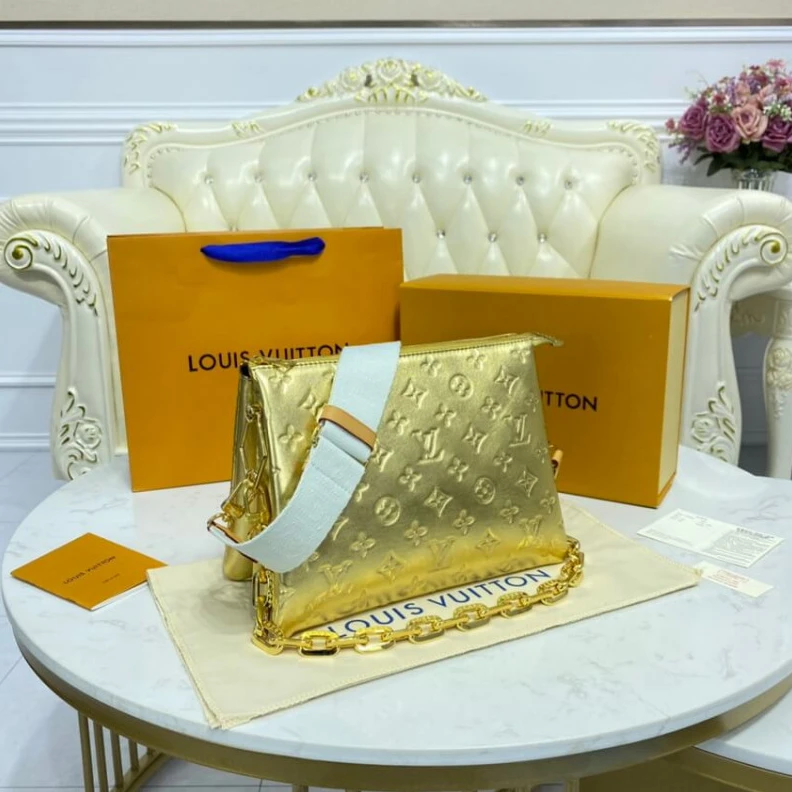 Louis vuitton locations Microfibe Louis Vuitton Coussin PM Gold