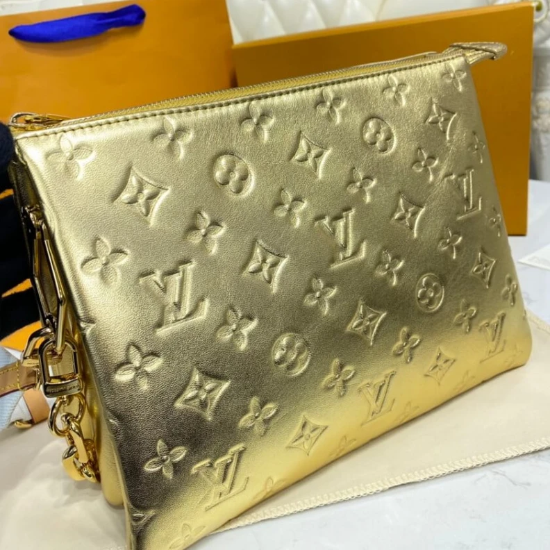 Louis vuitton locations Microfibe Louis Vuitton Coussin PM Gold