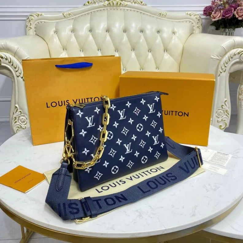 Mythick Goldcolor Louis Vuitton Coussin PM Navy Blue