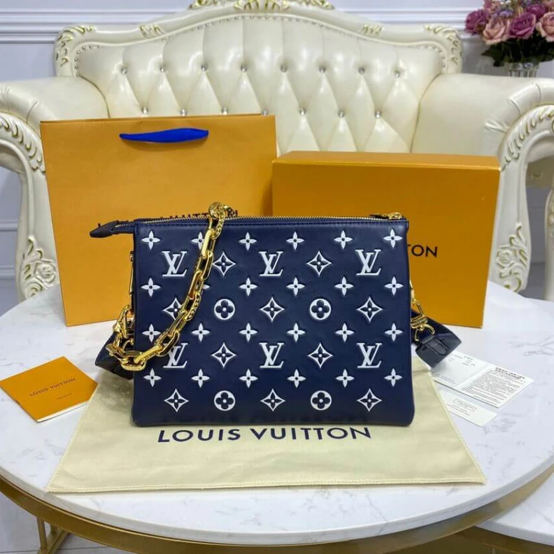 Mythick Goldcolor Louis Vuitton Coussin PM Navy Blue