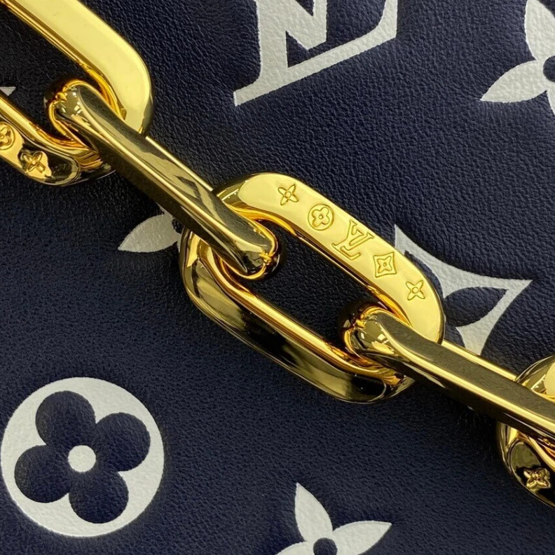 Mythick Goldcolor Louis Vuitton Coussin PM Navy Blue