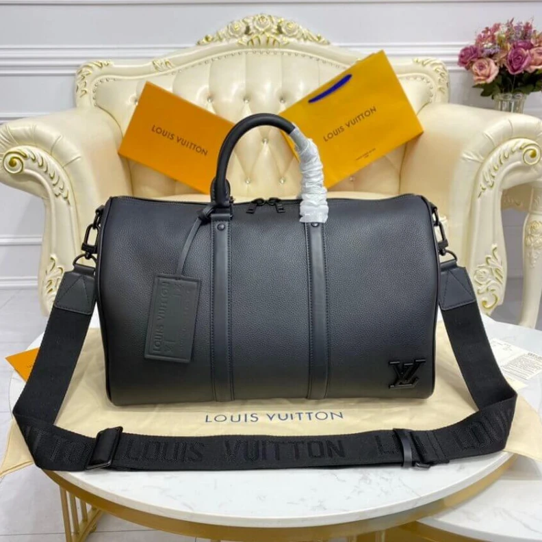 Top lv Handle : Louis Vuitton Cowhide Leather Keepall Bandouliere 40