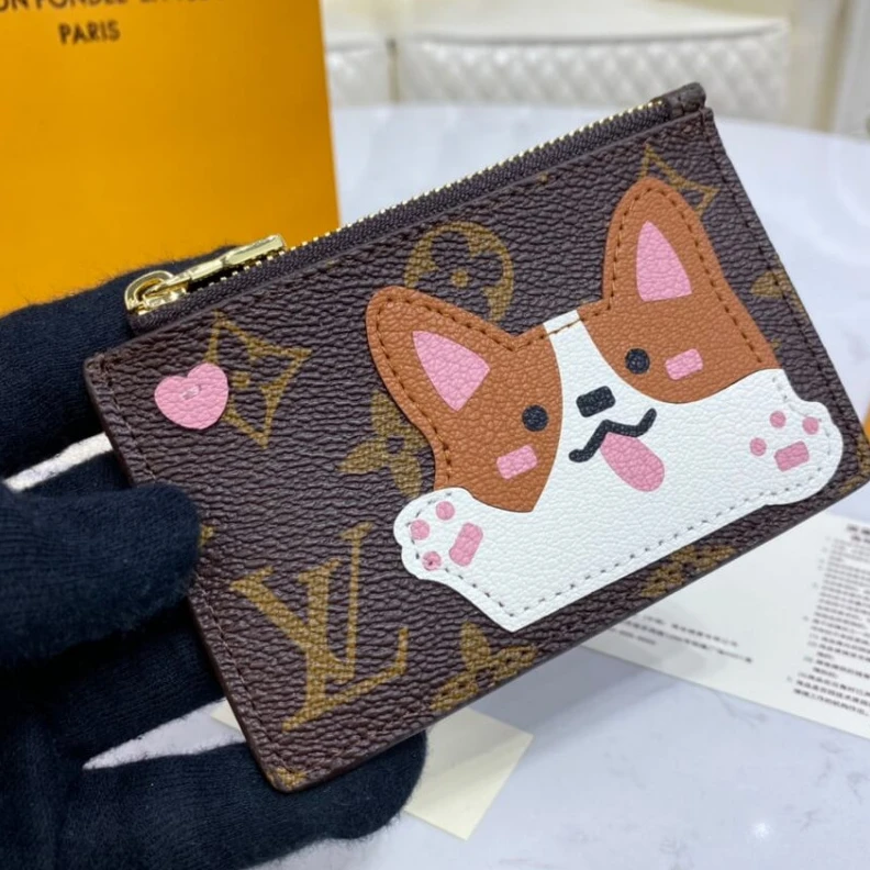 4 creditc Louis Vuitton Cute Corgi Coin & Card Holder