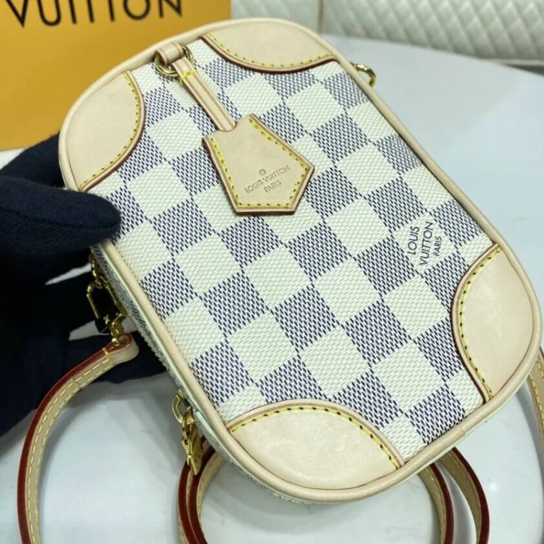 Replica bags lv Goldcolor Louis Vuitton Damier Azur Canvas Neokapi