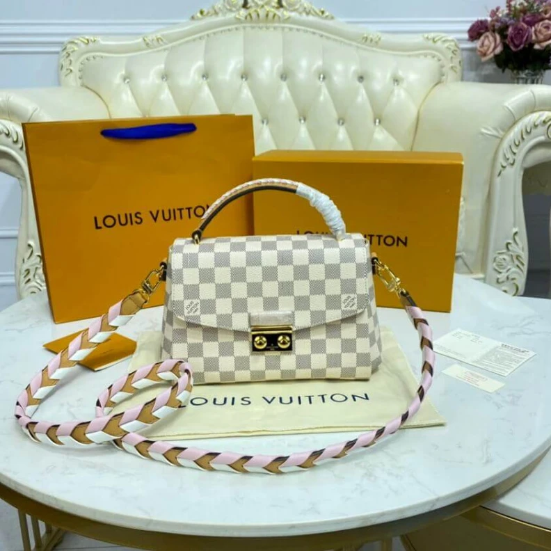 Lv belts replica Slock Louis Vuitton Damier Azur Croisette Pink