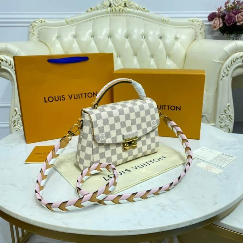 Lv belts replica Slock Louis Vuitton Damier Azur Croisette Pink