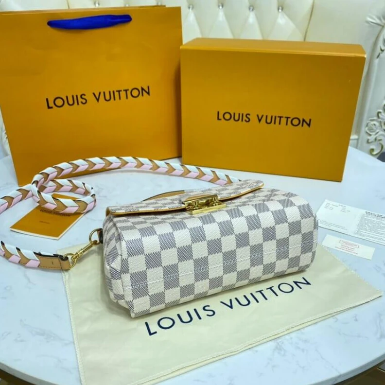 Lv belts replica Slock Louis Vuitton Damier Azur Croisette Pink