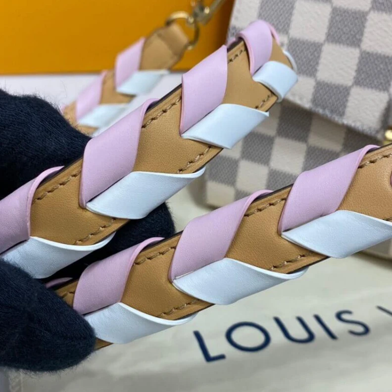 Lv belts replica Slock Louis Vuitton Damier Azur Croisette Pink