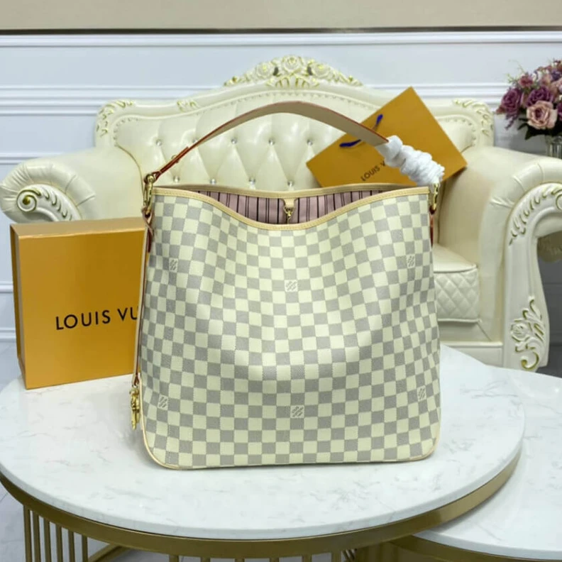 Mythick ru Golden br LV Damier Azur Delightful MM Pink