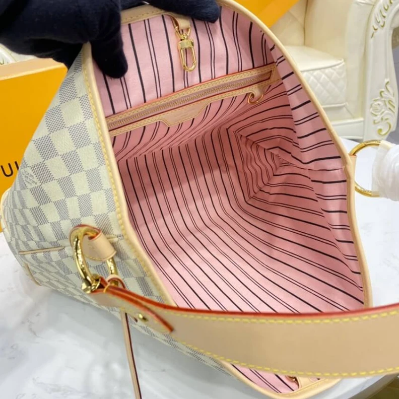 Mythick ru Golden br LV Damier Azur Delightful MM Pink