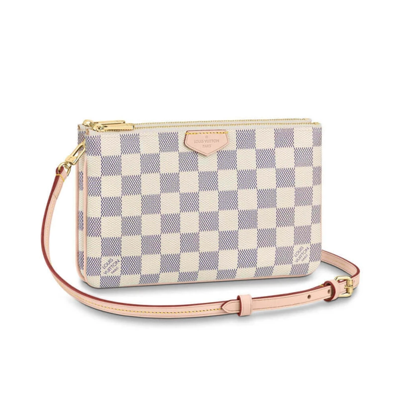 Microfibe LV Damier Azur Double Zip Pochette