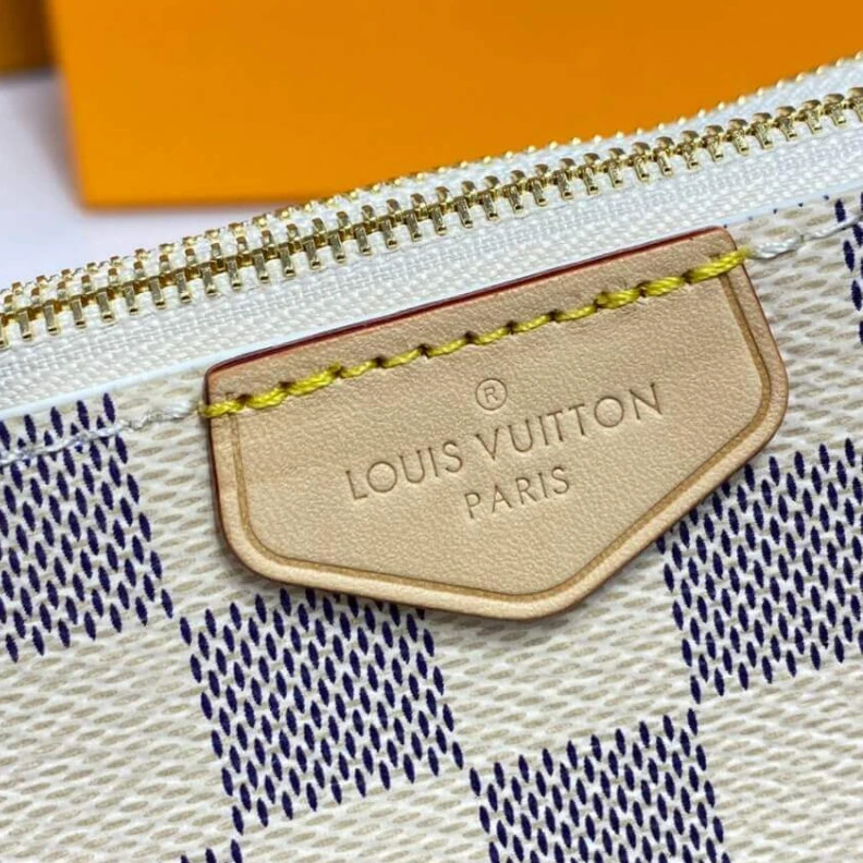 Lv belts replica Microfibe LV Damier Azur Double Zip Pochette