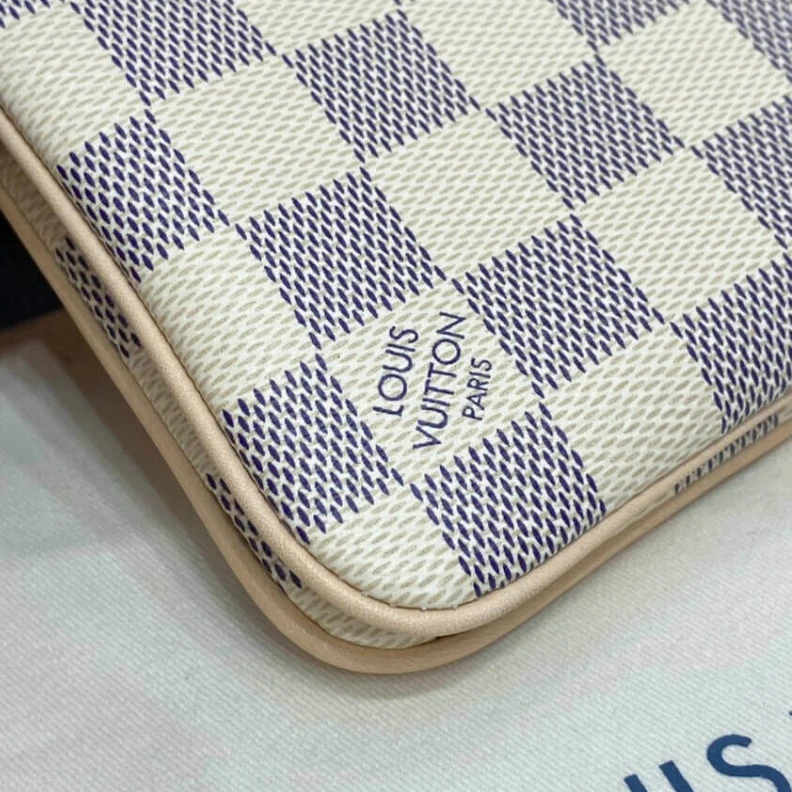 Lv belts replica Microfibe LV Damier Azur Double Zip Pochette
