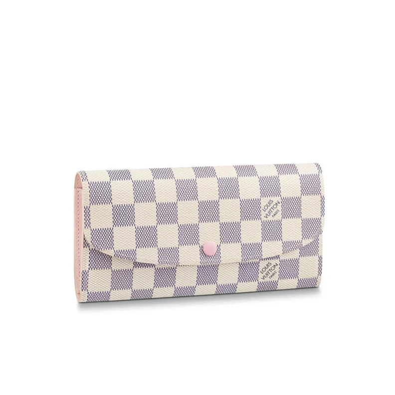Rose Ball Louis Vuitton Damier Azur Emilie Wallet Pink