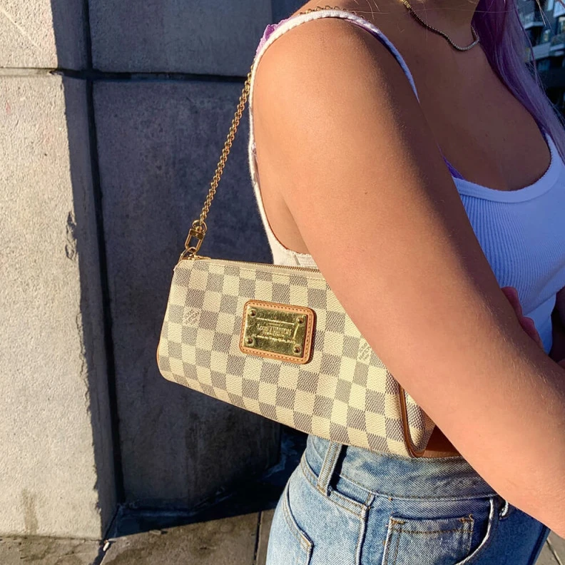 Mythick.ru Golden br LV Damier Azur Eva Clutch