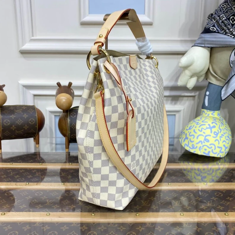 Lv belts replica Goldcolor LV Damier Azur Graceful MM Beige