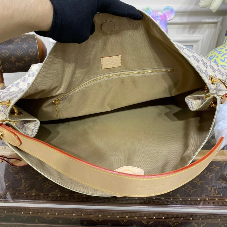 Lv belts replica Goldcolor LV Damier Azur Graceful MM Beige