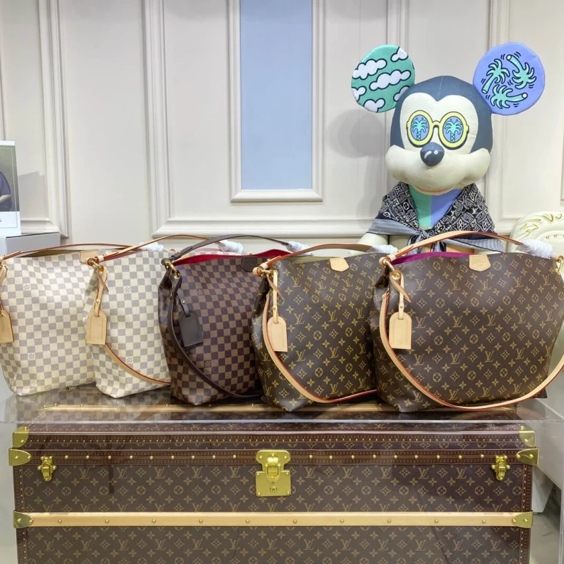 Lv belts replica Goldcolor LV Damier Azur Graceful MM Beige