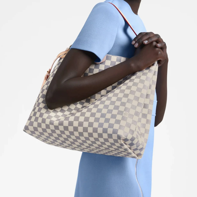 Lv belts replica Goldcolor LV Damier Azur Graceful MM Beige