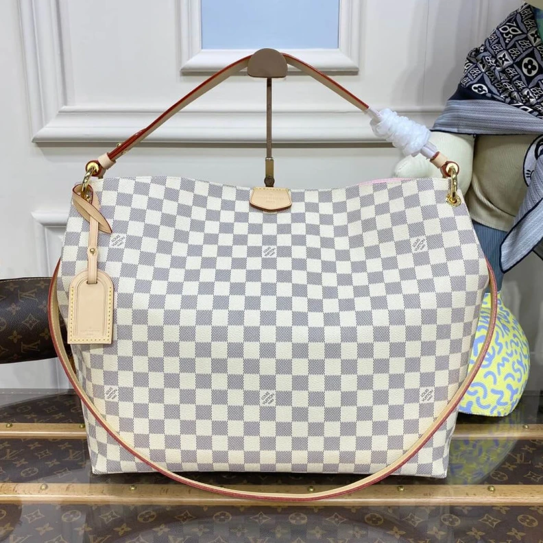 Lv belts replica Textile l LV Damier Azur Graceful MM Pink