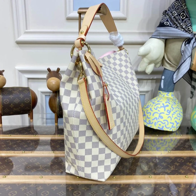 Lv belts replica Textile l LV Damier Azur Graceful MM Pink