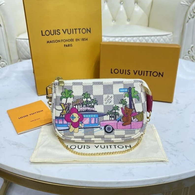 Replica bags lv Chain:Not Louis Vuitton Damier Azur Mini Pochette Accessoires