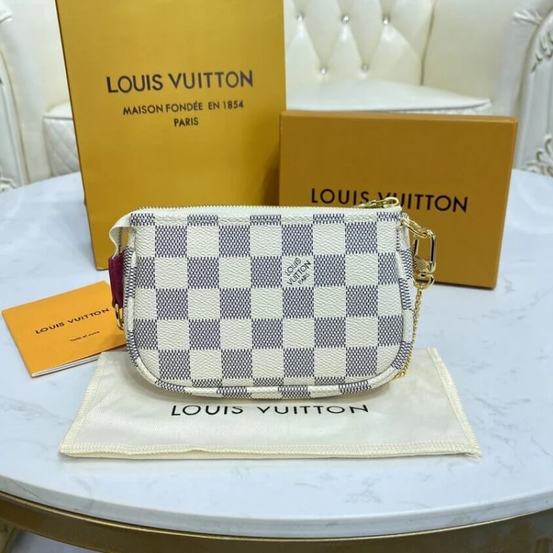 Replica bags lv Chain:Not Louis Vuitton Damier Azur Mini Pochette Accessoires