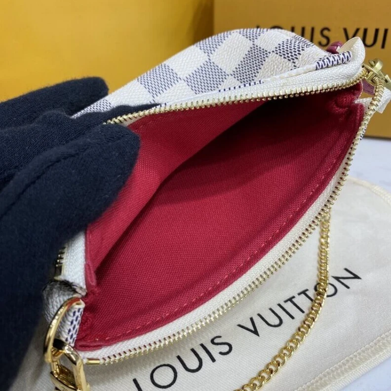 Replica bags lv Chain:Not Louis Vuitton Damier Azur Mini Pochette Accessoires