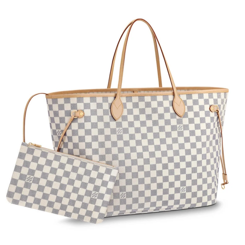 Beige Louis Vuitton Damier Azur Neverfull GM Beige