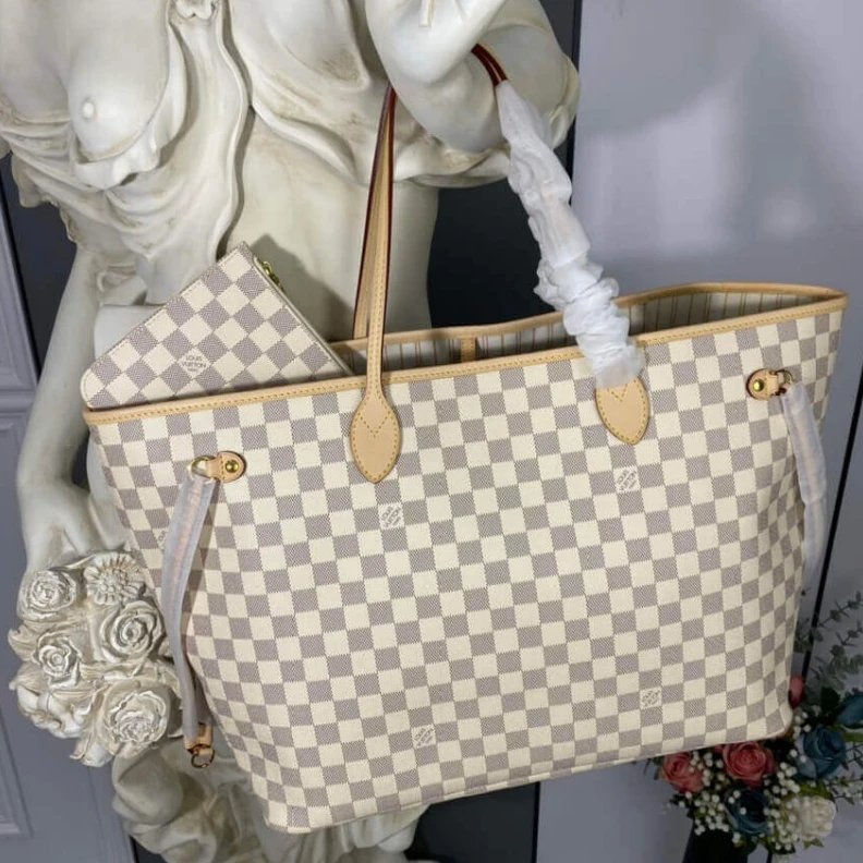 Mythick Beige Louis Vuitton Damier Azur Neverfull GM Beige