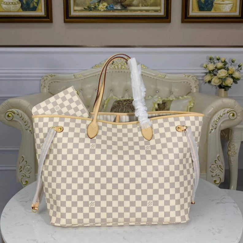 Mythick Beige Louis Vuitton Damier Azur Neverfull GM Beige