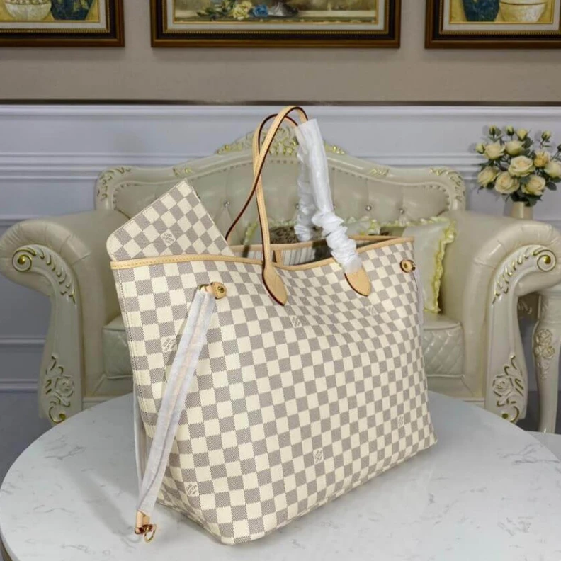 Mythick Beige Louis Vuitton Damier Azur Neverfull GM Beige