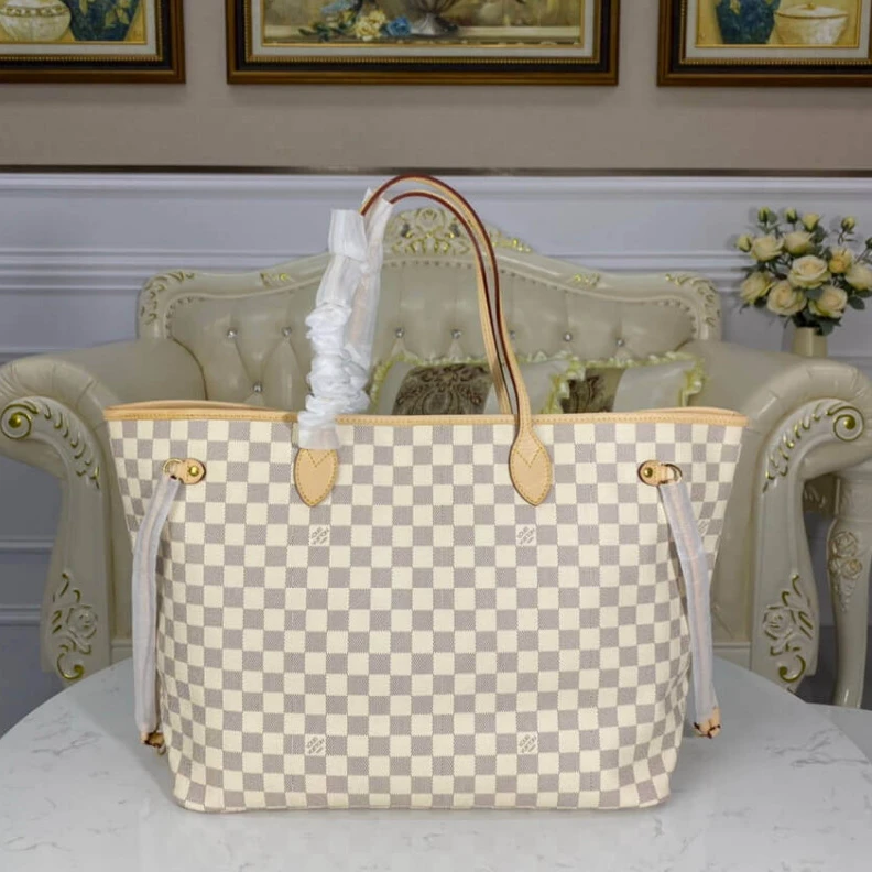 Mythick Beige Louis Vuitton Damier Azur Neverfull GM Beige