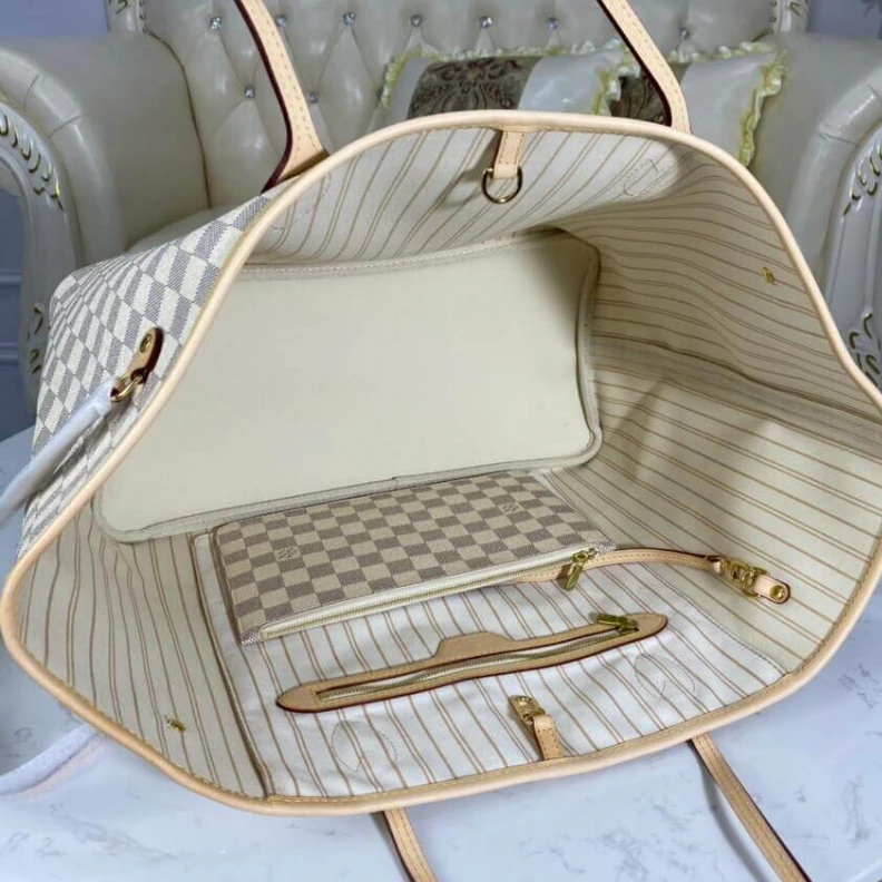 Mythick Beige Louis Vuitton Damier Azur Neverfull GM Beige