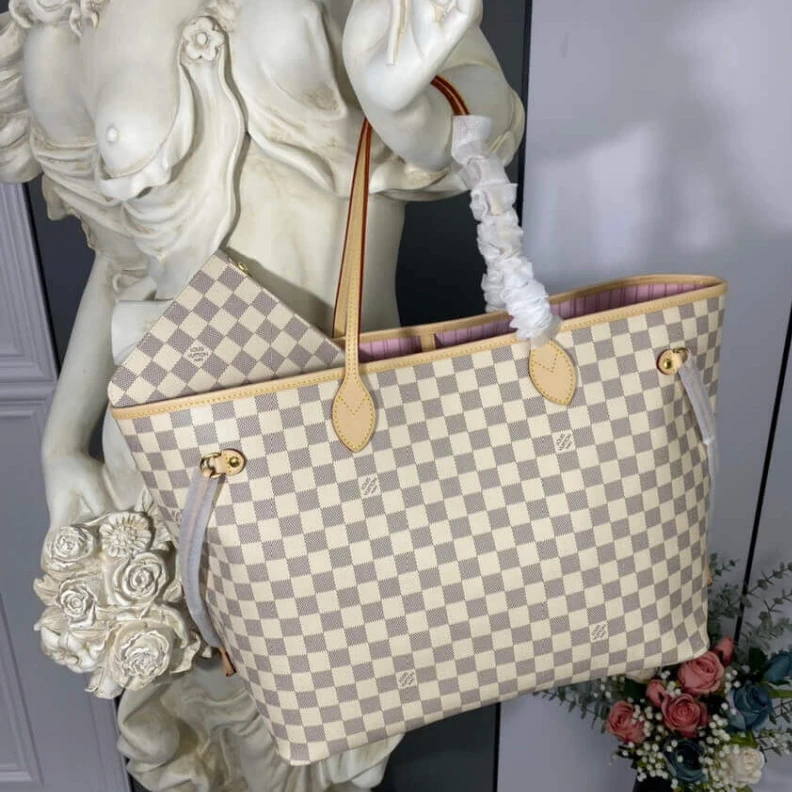 Louis vuitton locations The Neverf Louis Vuitton Damier Azur Neverfull GM Pink
