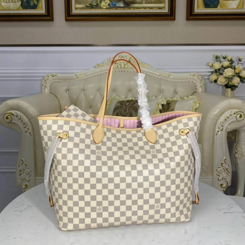 Louis vuitton locations The Neverf Louis Vuitton Damier Azur Neverfull GM Pink