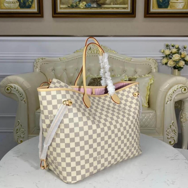 Louis vuitton locations The Neverf Louis Vuitton Damier Azur Neverfull GM Pink