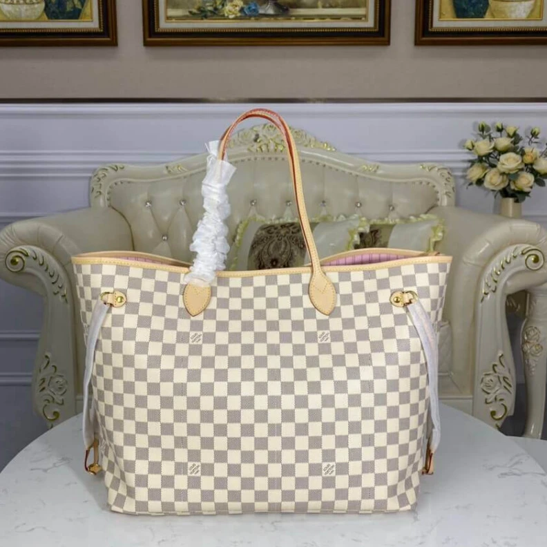 Louis vuitton locations The Neverf Louis Vuitton Damier Azur Neverfull GM Pink