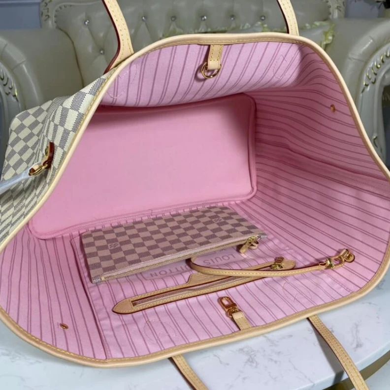 Louis vuitton locations The Neverf Louis Vuitton Damier Azur Neverfull GM Pink