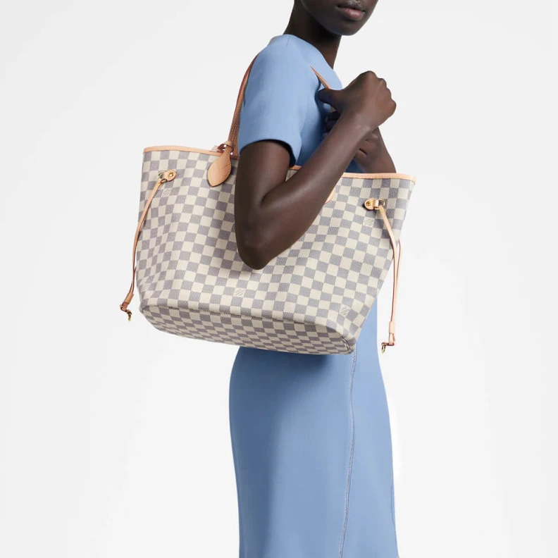 Replica bag Hook clos Louis Vuitton Damier Azur Neverfull MM Pink