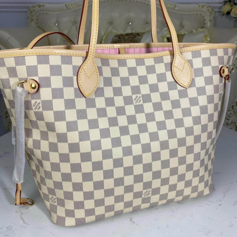 Replica bag Hook clos Louis Vuitton Damier Azur Neverfull MM Pink