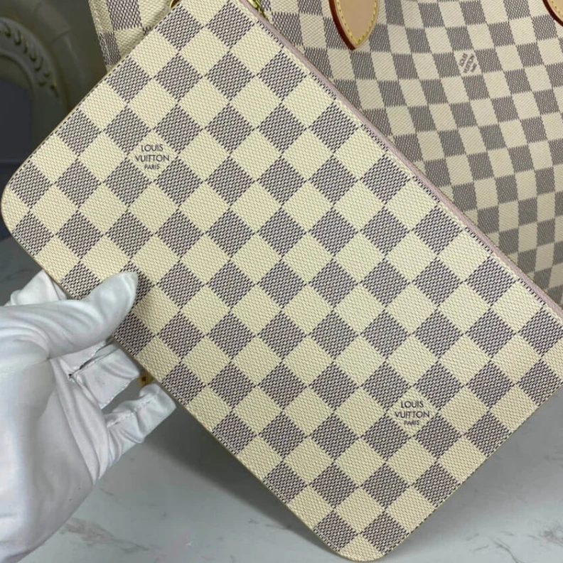 Replica bag Hook clos Louis Vuitton Damier Azur Neverfull MM Pink
