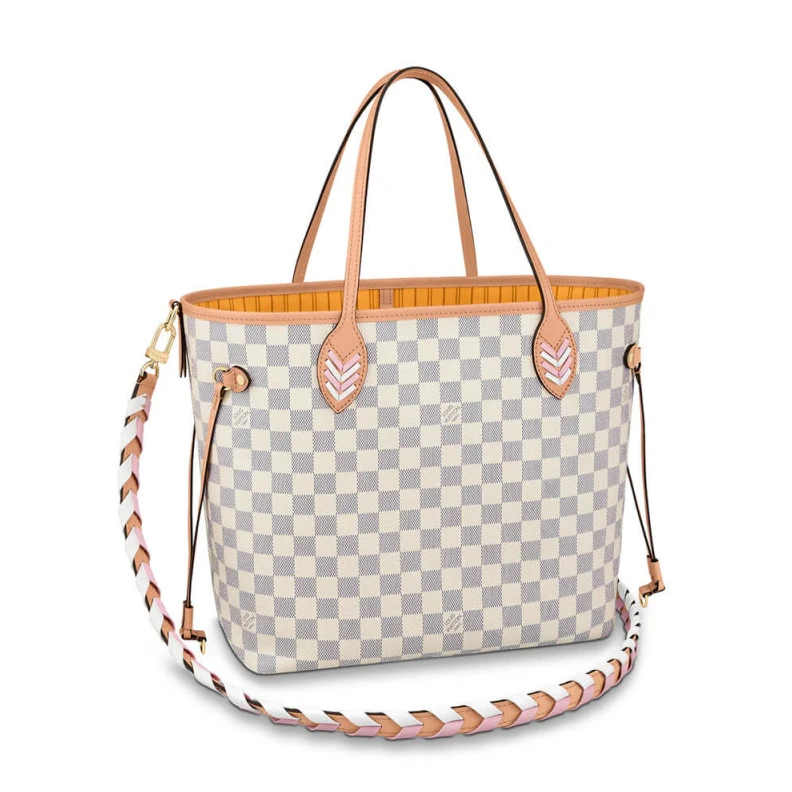 Flat, tex Louis Vuitton Damier Azur Neverfull MM