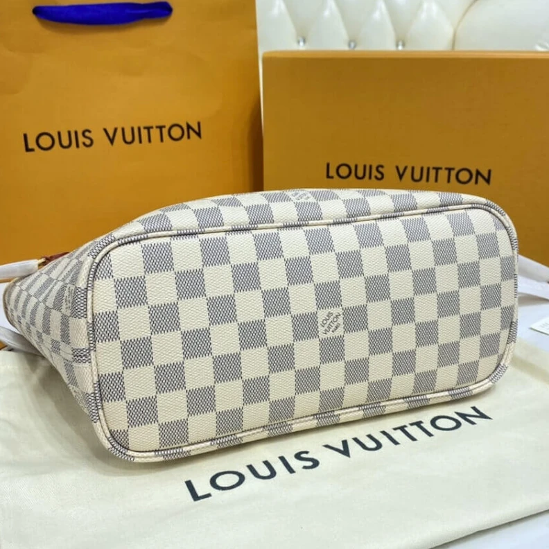 Lv belts replica The Neverf LV Damier Azur Neverfull PM Pink