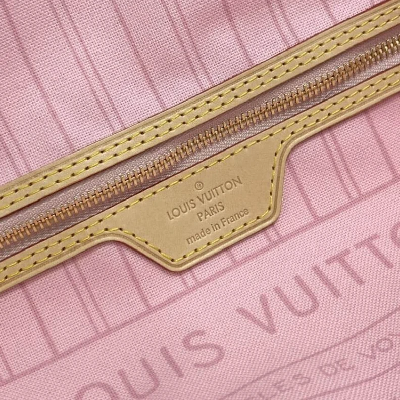 Lv belts replica The Neverf LV Damier Azur Neverfull PM Pink