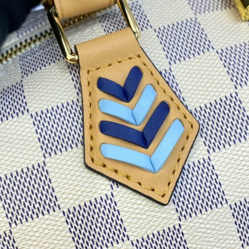 Replica bags lv Goldcolor Louis Vuitton Damier Azur Speedy Bandouliere 30 Blue