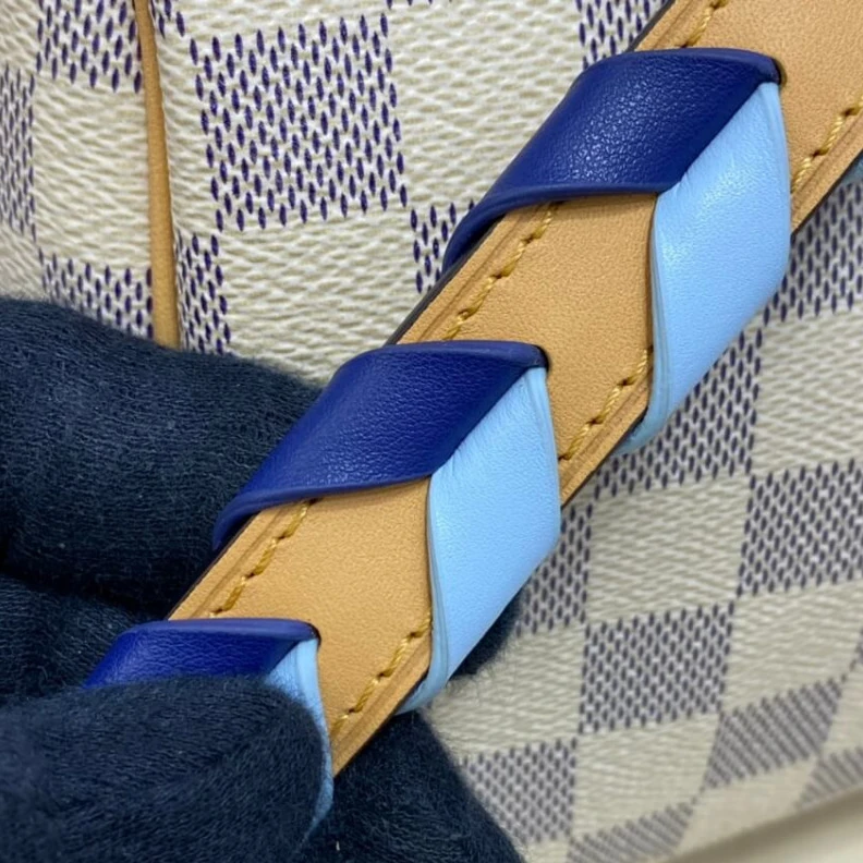 Replica bags lv Goldcolor Louis Vuitton Damier Azur Speedy Bandouliere 30 Blue