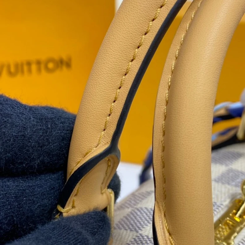 Replica bags lv Goldcolor Louis Vuitton Damier Azur Speedy Bandouliere 30 Blue