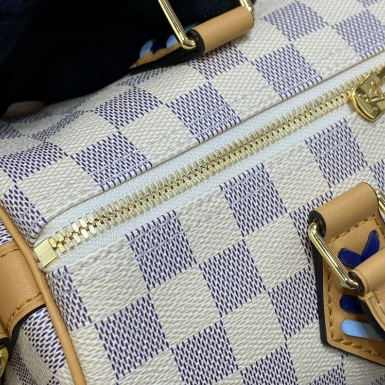 Replica bags lv Goldcolor Louis Vuitton Damier Azur Speedy Bandouliere 30 Blue